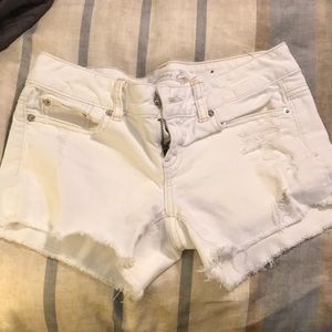 White jean shorts